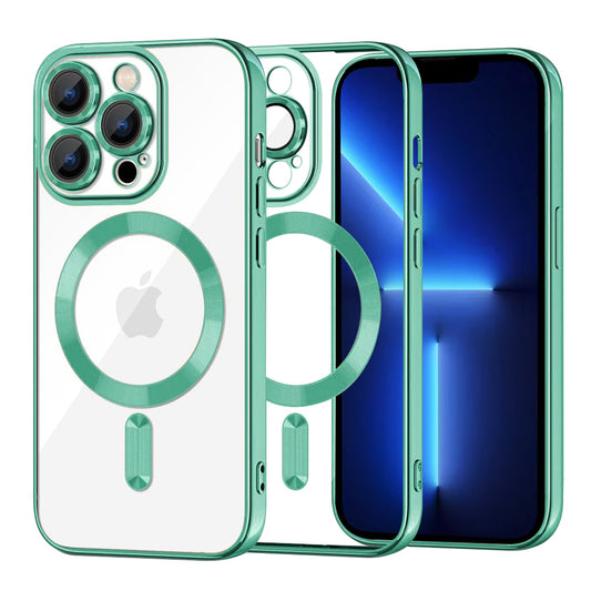 Funda MagSafe para Apple iPhone 13 Pro Max, Techsuit, Luxury Crystal, Verde Claro
