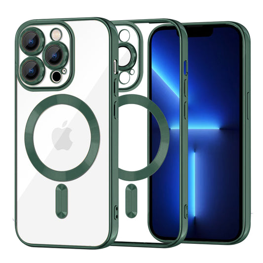 Funda MagSafe para Apple iPhone 13 Pro Max, Techsuit, Luxury Crystal, Verde Oscuro