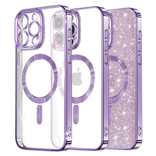 Funda MagSafe para Apple iPhone 13 Pro Max, Techsuit, Luxury Glitter, Morado Claro