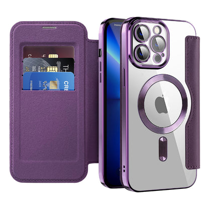 Funda MagSafe para Apple iPhone 13 Pro Max, Techsuit, SmartMag Book, Morado