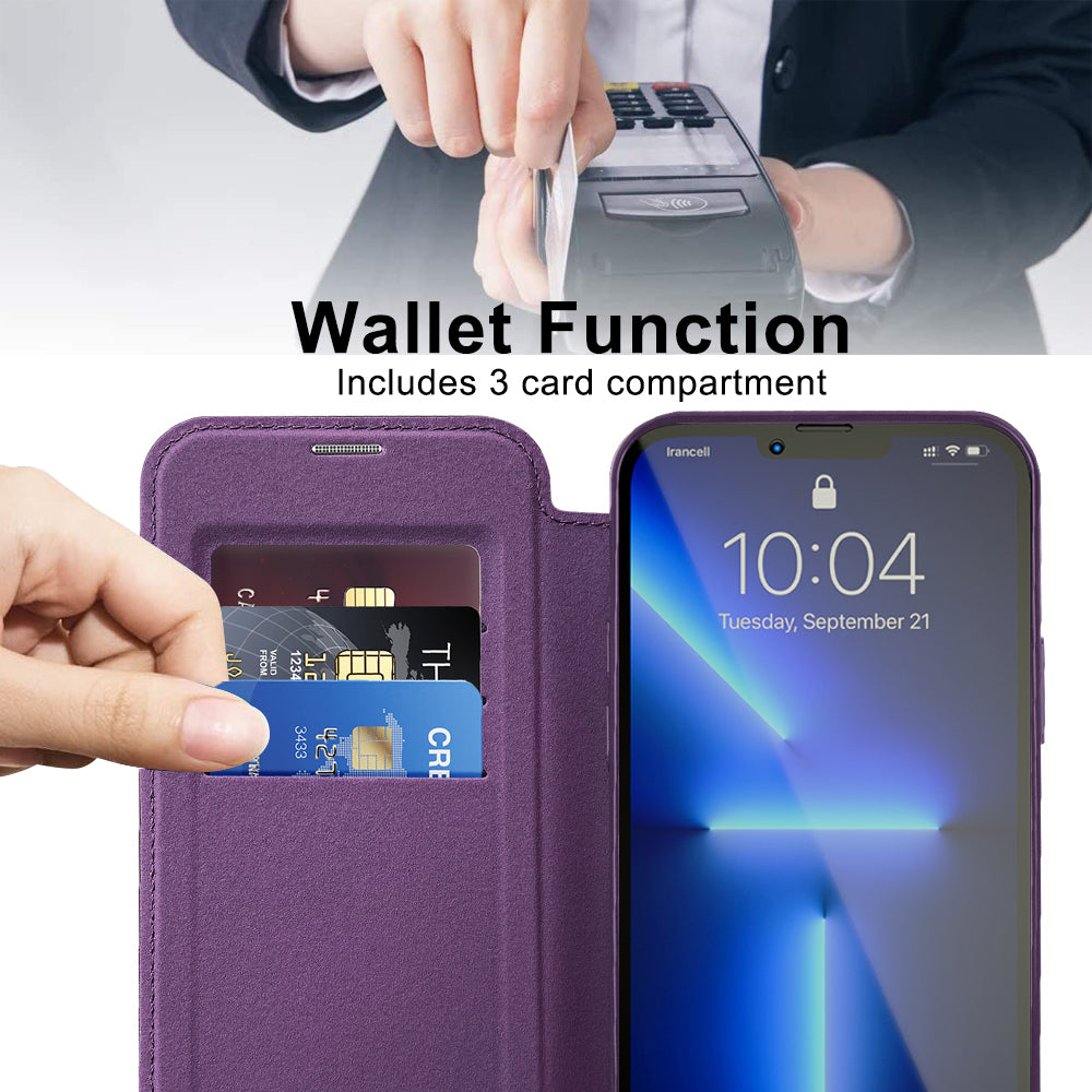 Funda MagSafe para Apple iPhone 13 Pro Max, Techsuit, SmartMag Book, Morado