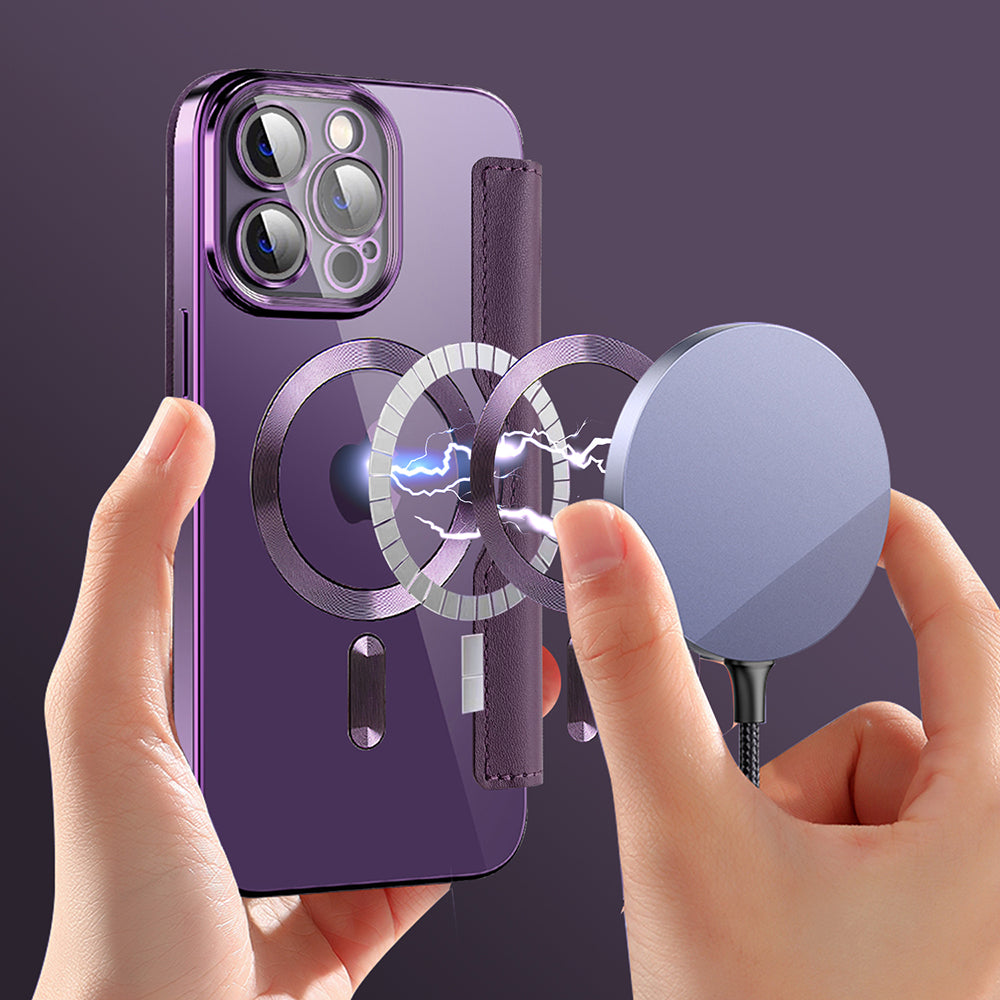 Funda MagSafe para Apple iPhone 13 Pro Max, Techsuit, SmartMag Book, Morado