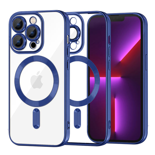 Funda MagSafe para Apple iPhone 13 Pro, Techsuit, Luxury Crystal, Azul Oscuro