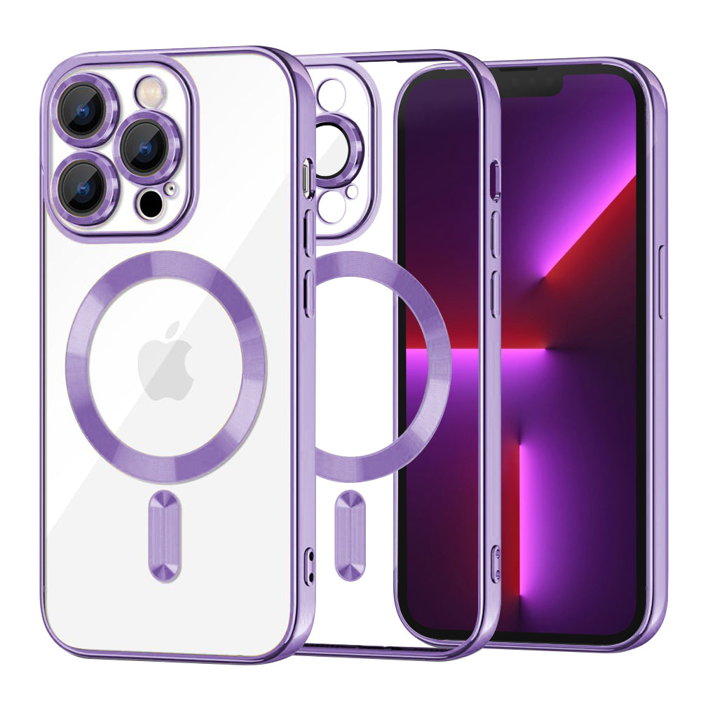 Funda MagSafe para Apple iPhone 13 Pro, Techsuit, Luxury Crystal, Morado Claro
