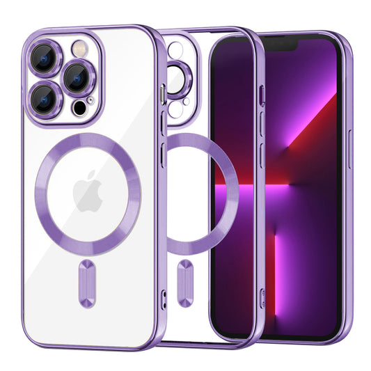 Funda MagSafe para Apple iPhone 13 Pro, Techsuit, Luxury Crystal, Morado Claro