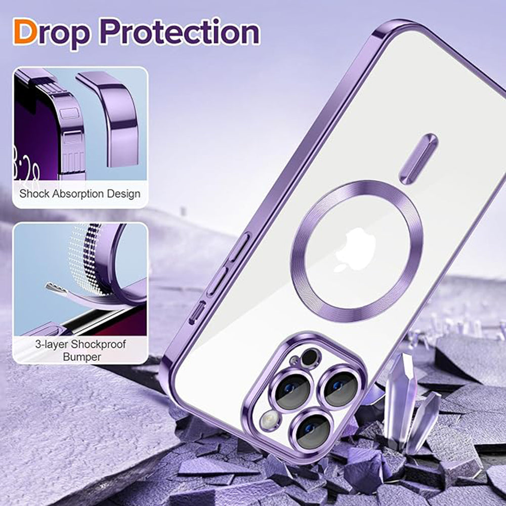 Funda MagSafe para Apple iPhone 13 Pro, Techsuit, Luxury Crystal, Morado Claro