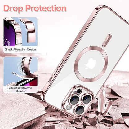 Funda MagSafe para Apple iPhone 13 Pro, Techsuit, Luxury Crystal, Rosa