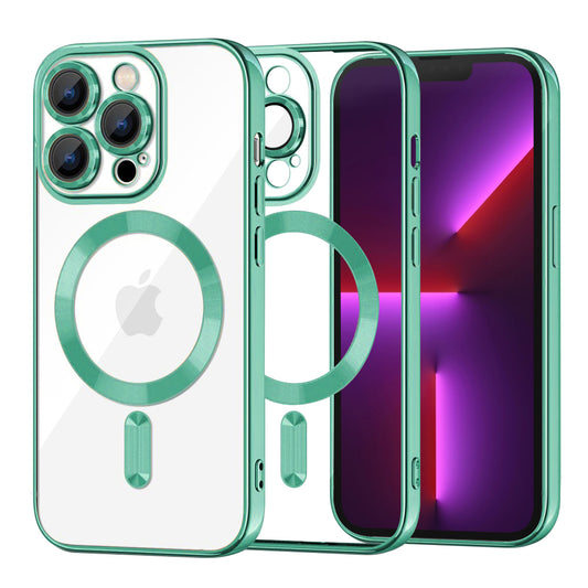 Funda MagSafe para Apple iPhone 13 Pro, Techsuit, Luxury Crystal, Verde Claro