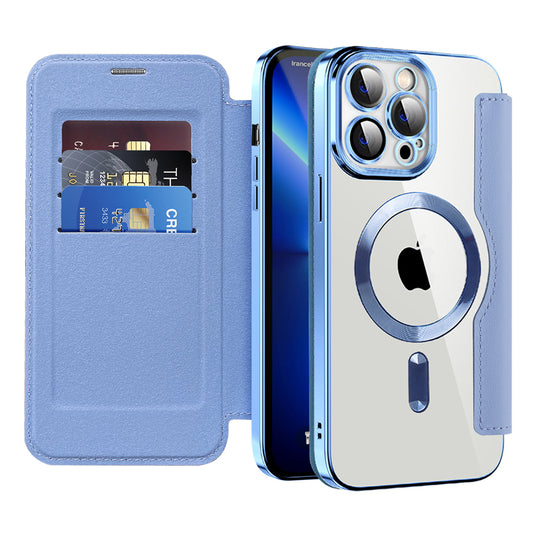 Funda MagSafe para Apple iPhone 13 Pro, Techsuit, SmartMag Book, Azul