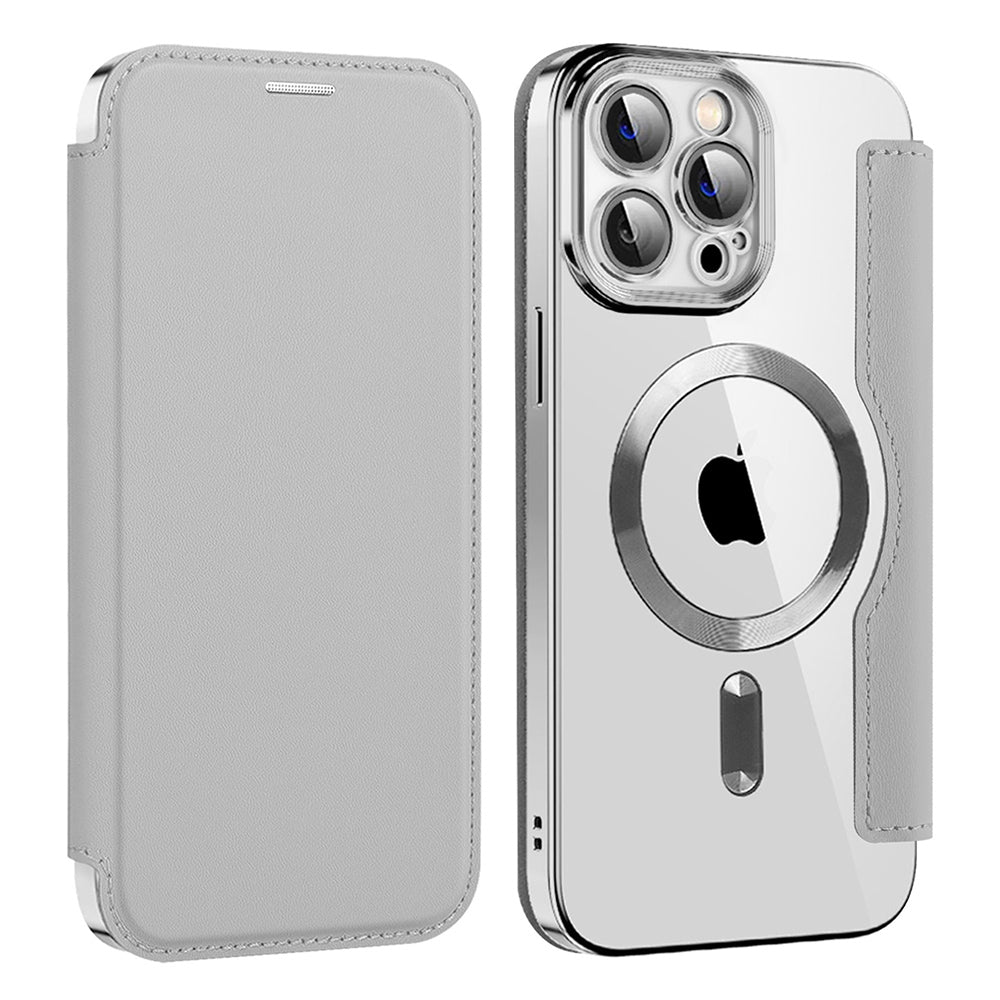 Funda MagSafe para Apple iPhone 13 Pro, Techsuit, SmartMag Book, Gris
