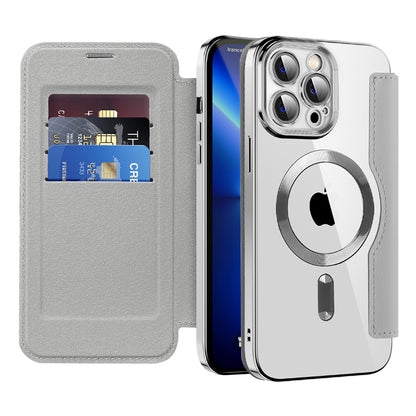 Funda MagSafe para Apple iPhone 13 Pro, Techsuit, SmartMag Book, Gris
