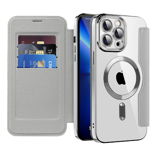 Funda MagSafe para Apple iPhone 13 Pro, Techsuit, SmartMag Book, Gris