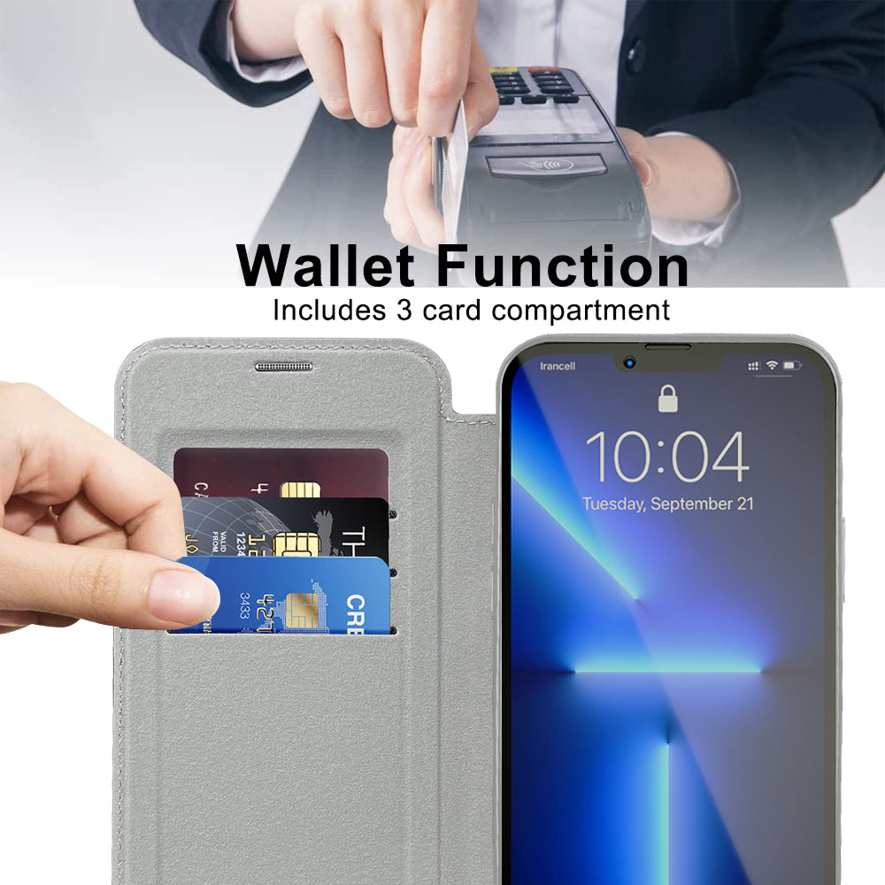 Funda MagSafe para Apple iPhone 13 Pro, Techsuit, SmartMag Book, Gris
