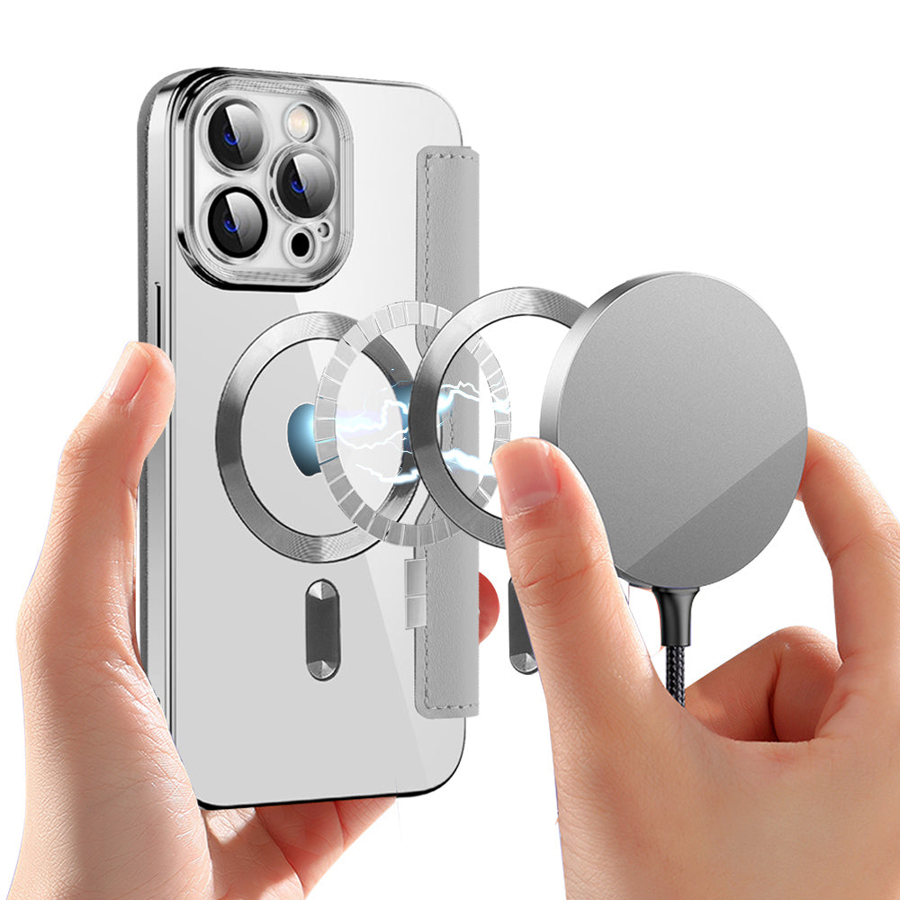 Funda MagSafe para Apple iPhone 13 Pro, Techsuit, SmartMag Book, Gris