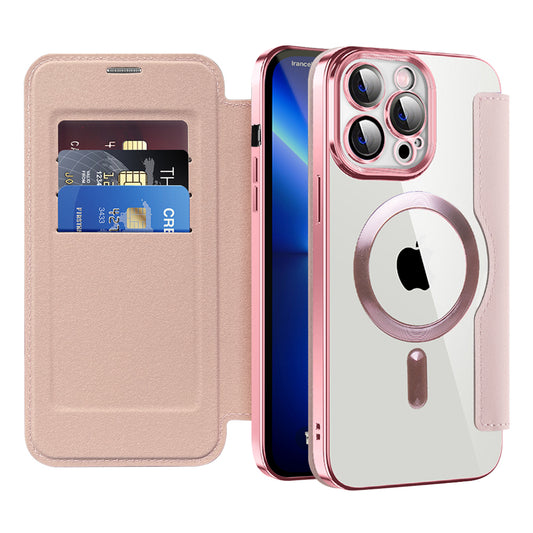 Funda MagSafe para Apple iPhone 13 Pro, Techsuit, SmartMag Book, Rosa