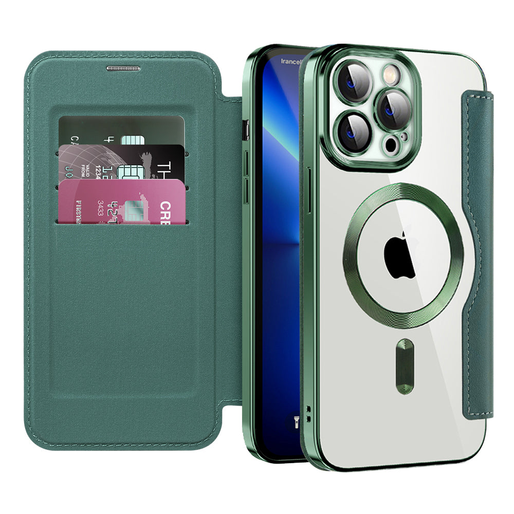 Funda MagSafe para Apple iPhone 13 Pro, Techsuit, SmartMag Book, Verde