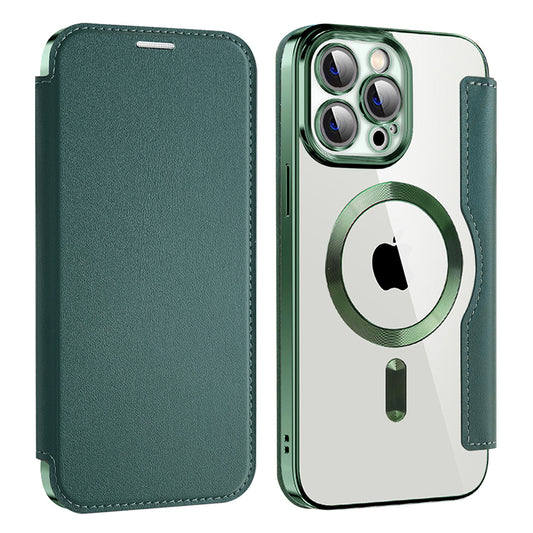 Funda MagSafe para Apple iPhone 13 Pro, Techsuit, SmartMag Book, Verde