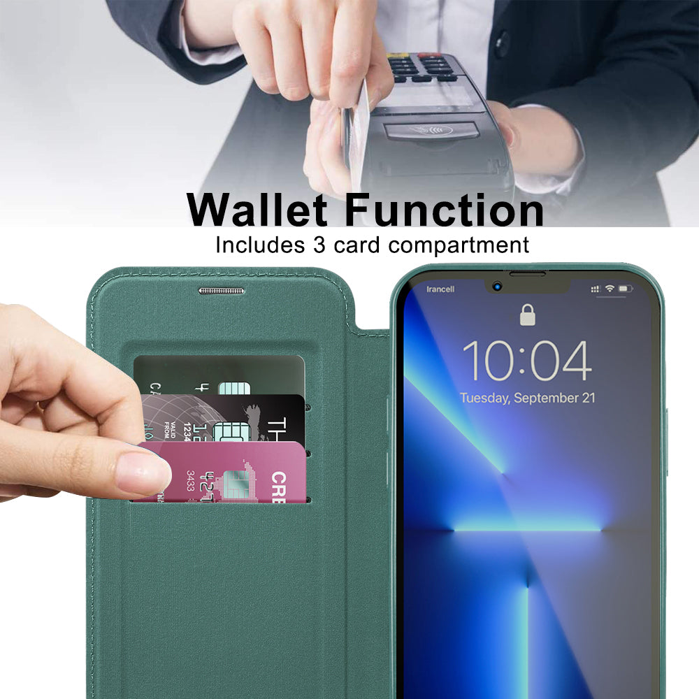 Funda MagSafe para Apple iPhone 13 Pro, Techsuit, SmartMag Book, Verde