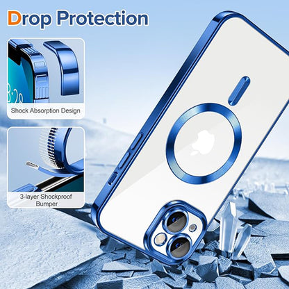Funda MagSafe para Apple iPhone 13, Techsuit, Luxury Crystal, Azul Oscuro