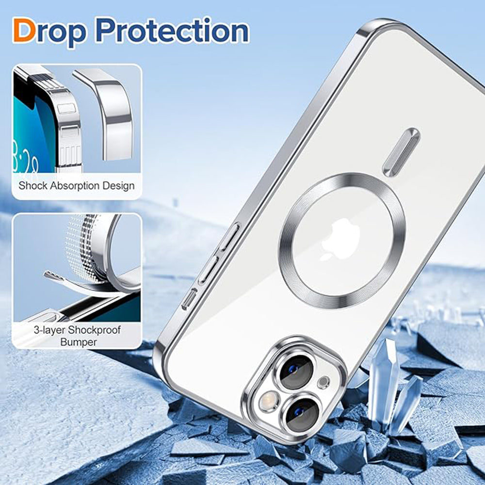 Funda MagSafe para Apple iPhone 13, Techsuit, Luxury Crystal, Plateada