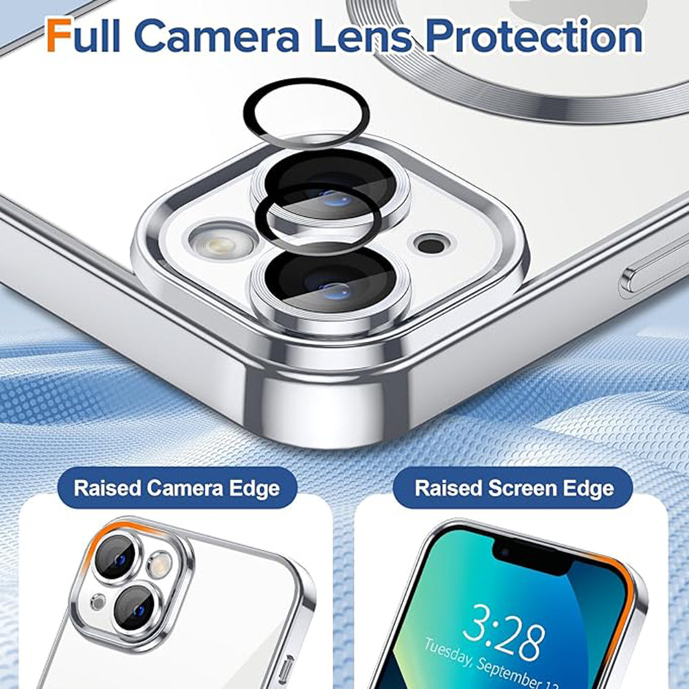 Funda MagSafe para Apple iPhone 13, Techsuit, Luxury Crystal, Plateada