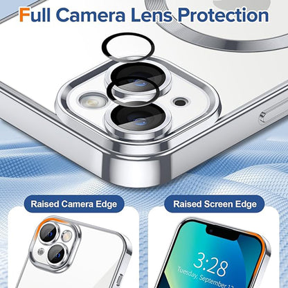 Funda MagSafe para Apple iPhone 13, Techsuit, Luxury Crystal, Plateada