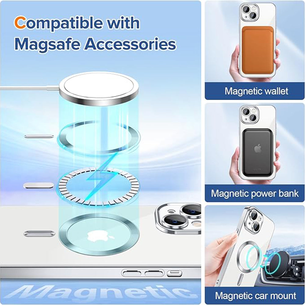 Funda MagSafe para Apple iPhone 13, Techsuit, Luxury Crystal, Plateada