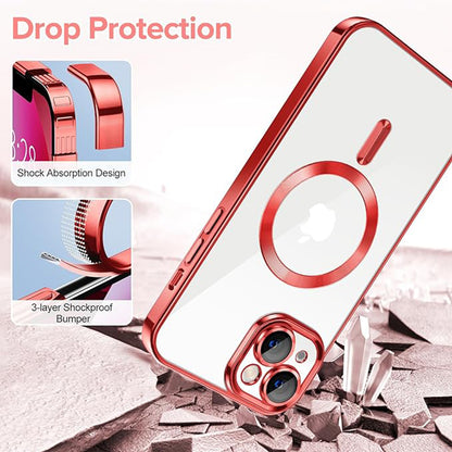 Funda MagSafe para Apple iPhone 13, Techsuit, Luxury Crystal, Roja