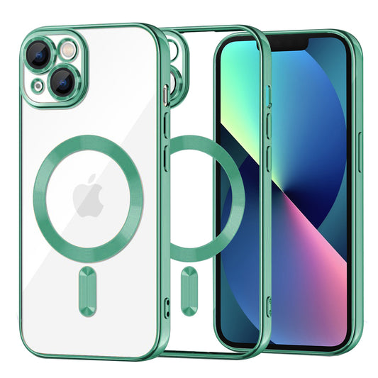 Funda MagSafe para Apple iPhone 13, Techsuit, Luxury Crystal, Verde Claro