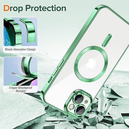 MagSafe Case for Apple iPhone 13, Techsuit, Luxury Crystal, Light Green