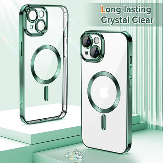 Funda MagSafe para Apple iPhone 13, Techsuit, Luxury Crystal, Verde Oscuro