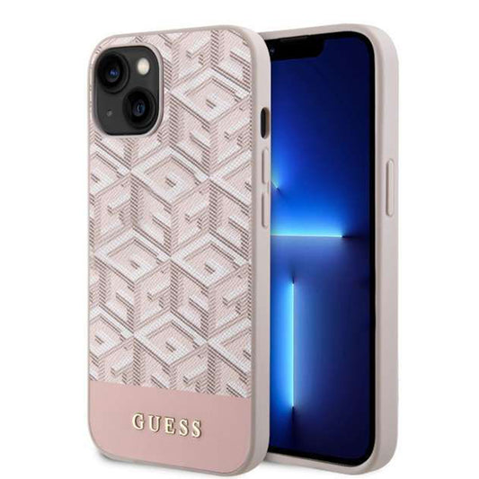 Funda MagSafe para Apple iPhone 14, Guess, GCube Stripes, Rosa