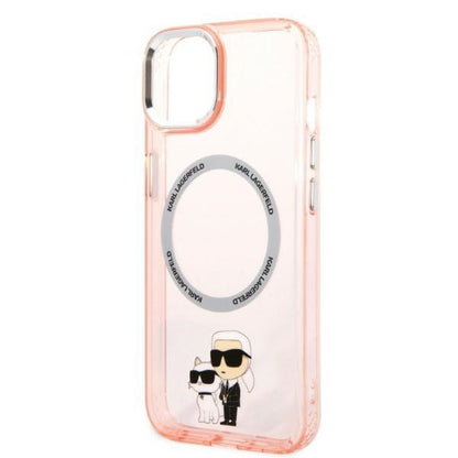 Funda MagSafe para Apple iPhone 14, Karl Lagerfeld, Ikonik Karl & Choupette, Rosa