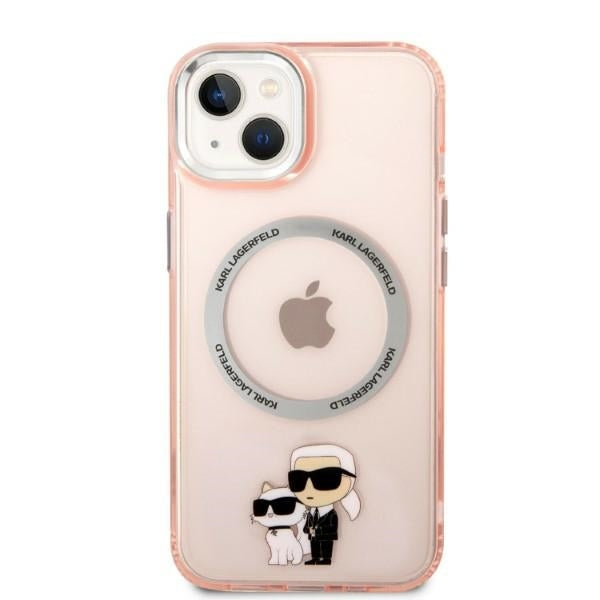 Funda MagSafe para Apple iPhone 14, Karl Lagerfeld, Ikonik Karl & Choupette, Rosa