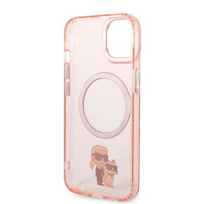 Funda MagSafe para Apple iPhone 14, Karl Lagerfeld, Ikonik Karl & Choupette, Rosa