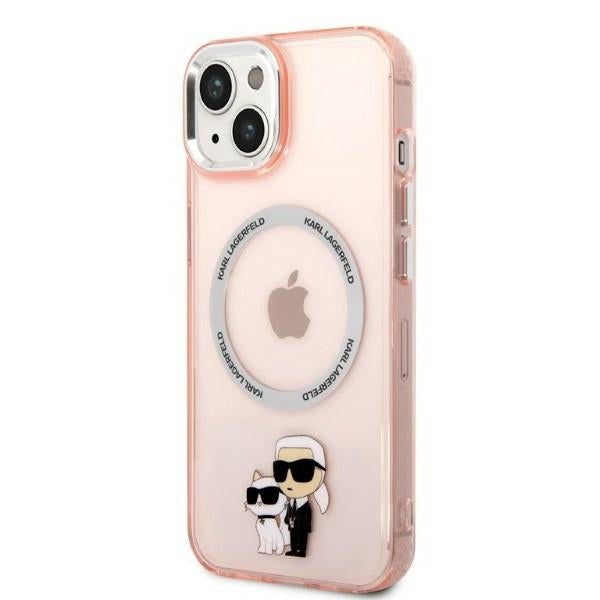 Funda MagSafe para Apple iPhone 14, Karl Lagerfeld, Ikonik Karl & Choupette, Rosa