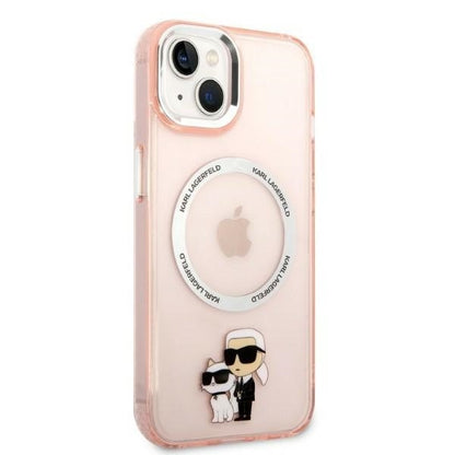 Funda MagSafe para Apple iPhone 14, Karl Lagerfeld, Ikonik Karl & Choupette, Rosa