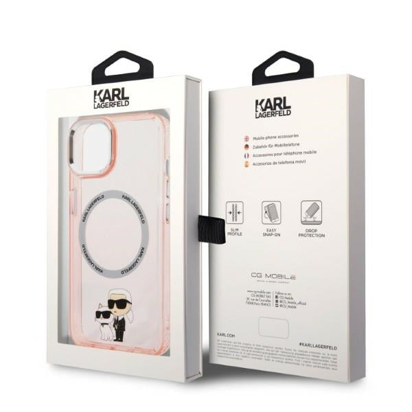 Funda MagSafe para Apple iPhone 14, Karl Lagerfeld, Ikonik Karl & Choupette, Rosa