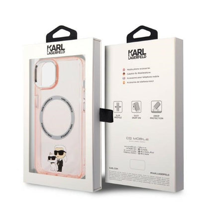 Funda MagSafe para Apple iPhone 14, Karl Lagerfeld, Ikonik Karl & Choupette, Rosa