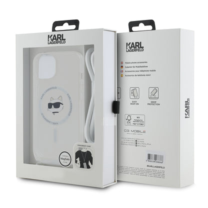 Funda MagSafe para Apple iPhone 14, Karl Lagerfeld, IML Crossbody Choupette's Head with Strap, Transparente