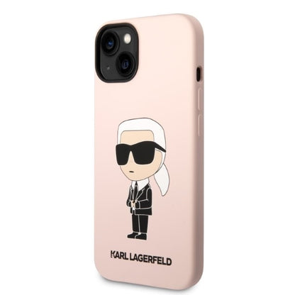 Funda MagSafe para Apple iPhone 14, Karl Lagerfeld, Silicona Ikonik Karl, Rosa