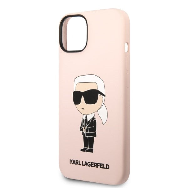 Funda MagSafe para Apple iPhone 14, Karl Lagerfeld, Silicona Ikonik Karl, Rosa