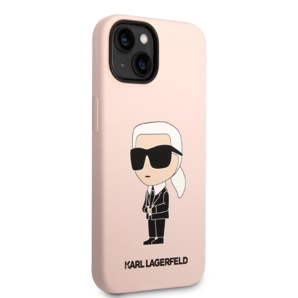 Funda MagSafe para Apple iPhone 14, Karl Lagerfeld, Silicona Ikonik Karl, Rosa