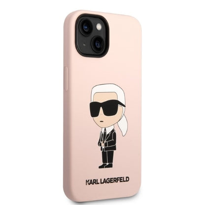 Funda MagSafe para Apple iPhone 14, Karl Lagerfeld, Silicona Ikonik Karl, Rosa