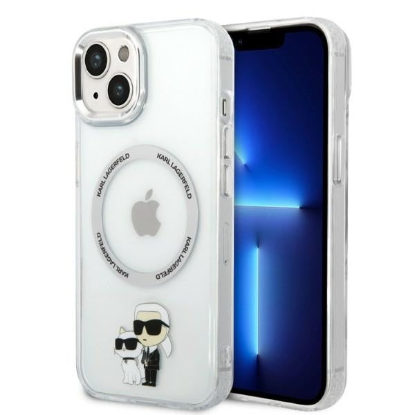 Funda MagSafe para Apple iPhone 14 Plus, Karl Lagerfeld, Ikonik Karl & Choupette, Transparente