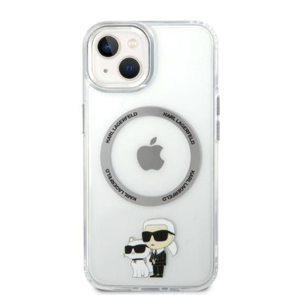 Funda MagSafe para Apple iPhone 14 Plus, Karl Lagerfeld, Ikonik Karl & Choupette, Transparente
