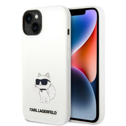 Funda MagSafe para Apple iPhone 14 Plus, Karl Lagerfeld, Silicona Choupette, Blanca