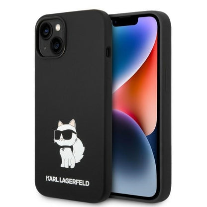 Funda MagSafe para Apple iPhone 14 Plus, Karl Lagerfeld, Silicona Choupette, Negra