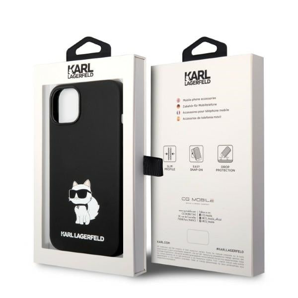 Funda MagSafe para Apple iPhone 14 Plus, Karl Lagerfeld, Silicona Choupette, Negra