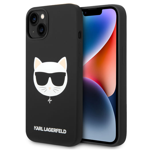 Funda MagSafe para Apple iPhone 14 Plus, Karl Lagerfeld, Silicona Cabeza de Choupette, Negra